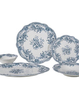 Sapphire Flora Geschirrset 25-teilig | Für 6 Personen | Blau Vintage (Fleury – Cyril)