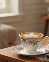 Brown Flora Blumenmuster Cappuccino / Nescafé 12-teilig | Für 6 Personen | Vintage Brown (Fleury – Cyril)