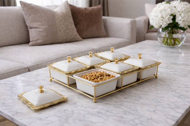 Bavary ARABIA ONTBIJT/ SNACKSCHALEN SET 13 DELIG GOUD