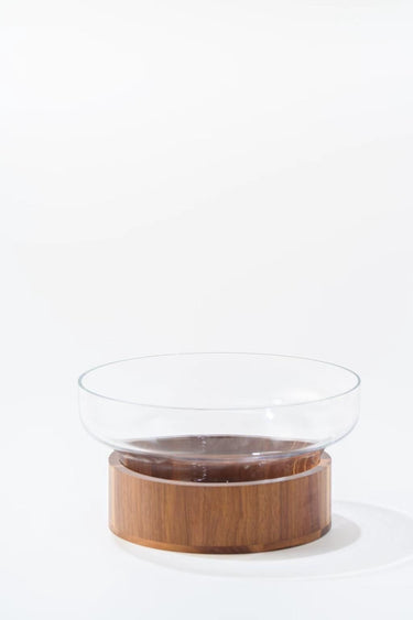 Bavary Rustic Wood glazen schaal met stand | 27 cm