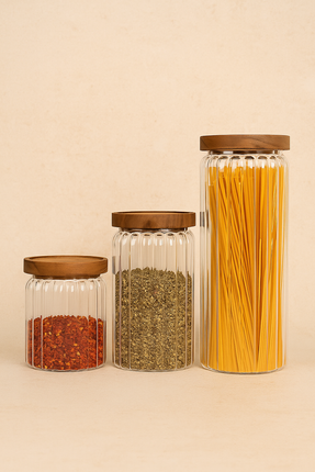 Bavary Rustic Wood Voorraadpotten 3 Delig