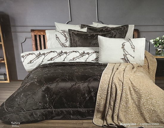 Bella Bella Home Hera Spreiset 10 delig Black - Cappuccino