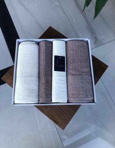 Bella Bella Home Ribble Handdoekenset 4 Delig Cream / Bruin