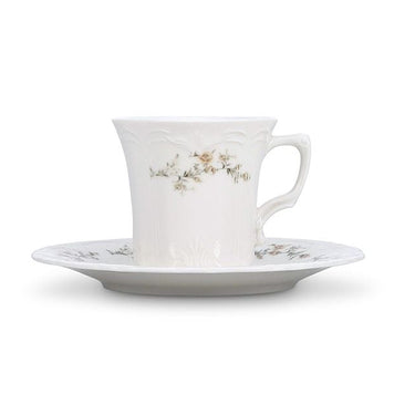 BonBistro Flower Retro Brown Cappuccino/Nescafeset 12-Delig | 6-Persoons