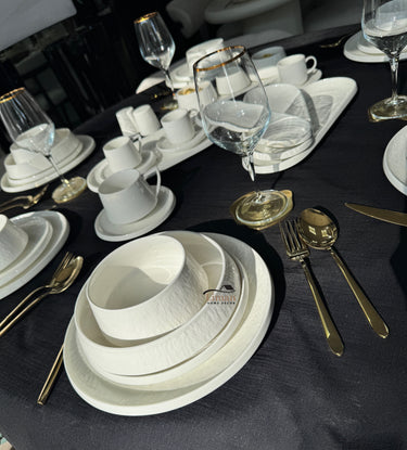 BRICARD PORCELAIN Bellon Servies set 27 delig | 6 persoons Wit Relief