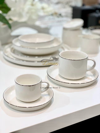 BRICARD PORCELAIN Bricard Lunel Espresso set 12-Delig | 6-Persoons Zilver