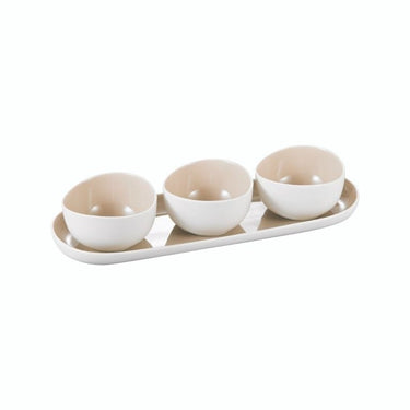 BRICARD PORCELAIN Cupido / Colmar Schalenset | Beige - Wit 4 Delig (Barles / Perla)| Japandi Organisch Vorm