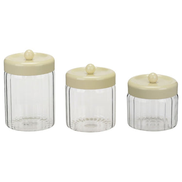 BRICARD PORCELAIN Osera Bewaardozen- / Kruidenpotten / Voorraadbussenset 3 Delig | Cream