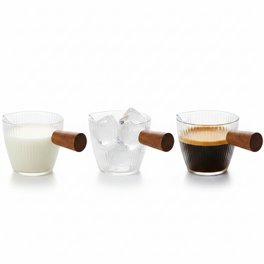 BVR Glazen Melkkannetje - Sauskom met handvat - Koffie serveren - Mini formaat - 120 ml - Transparant