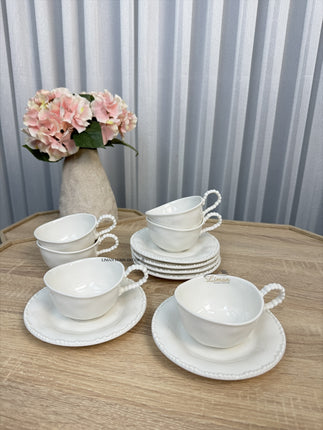 BVR Parel Koffieset 12 Delig | 6 Persoons Wit