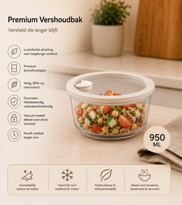BVR Vera Vershoudbak Rond | 950 ML | Beige-transparant