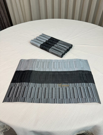 FERVEO PLACEMATSET 6 DELIG GRIJS - ZWART