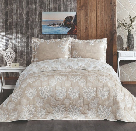 IPEKCE Ipekce Bella Bedspreiset 1-Persoons 2- Delig Beige