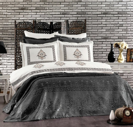 IPEKCE Ipekce Crystal Bedspreiset 9 delig Antraciet
