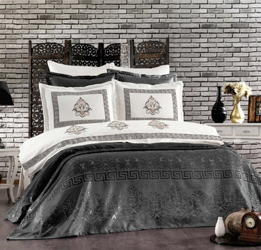 IPEKCE Ipekce Crystal Bedspreiset 9 delig Antraciet