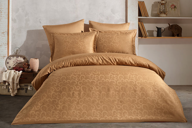 IPEKCE Ipekce Roseballa Katoen Satijn 6-Delig 2-Persoons Dekbedovertrek Gold