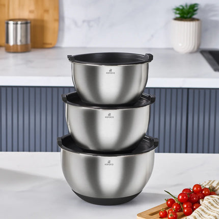KARACA Karaca Blendbox mengkommen, Keukenschalen Roestvrijstalen kommen, Stapelbaar Ruimtebesparend Ontwerp,