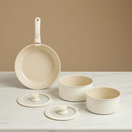 karaca Karaca Ceramica Comfort 6-Delige Anti-Aanbak Pannenset Crème