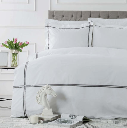 KARACA Karaca Home White Collection Valse Grijs Satin Stripe Dekbedovertrek 2 persoons