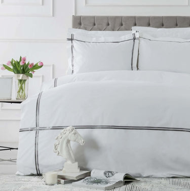 KARACA Karaca Home White Collection Valse Grijs Satin Stripe Dekbedovertrek 2 persoons