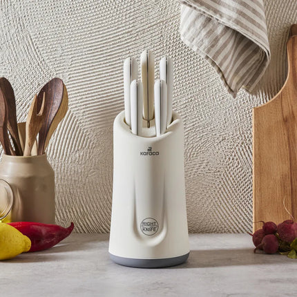 KARACA Karaca Right Knife Messenset 6 Delig Cream