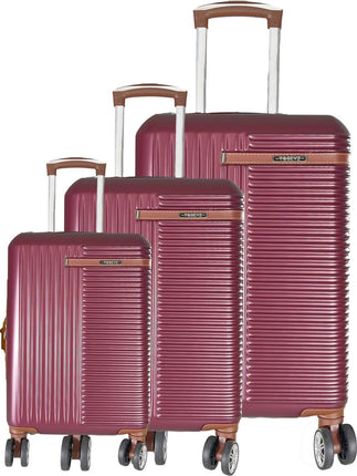 Liman Home Decor - Liman Online 3-delig Kofferset - Bordeaux Handbagage - Verrijdbaar op 4 Wielen - Stevig ABS - TSA Slot -Lichtgewicht, Trolley