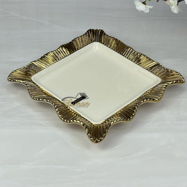Liman Home Decor - Liman Online ARABIA SERVEERBORD VIERKANT GOUD