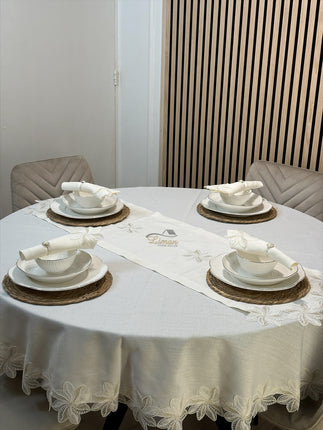 Liman Home Decor - Liman Online Artemis Tafelkleed Set Met Server Cream 18 Delig