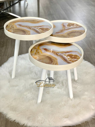 Liman Home Decor - Liman Online Bijzettafel Ronde 3 Delig Set Kum Design