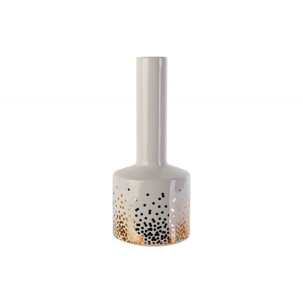 Liman Home Decor - Liman Online FLESVAAS GOLD DOTS WIT 8,7X8,7XH20,2CM
