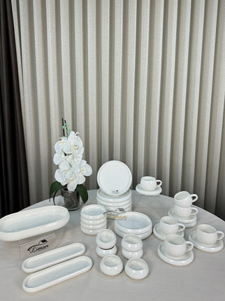 Liman Home Decor - Liman Online Full Moon Wit Ontbijtset 33 delig | 6 Persoons