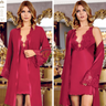 Liman Home Decor - Liman Online Jeremi Satijn Lingerieset 6 Delig Bordo