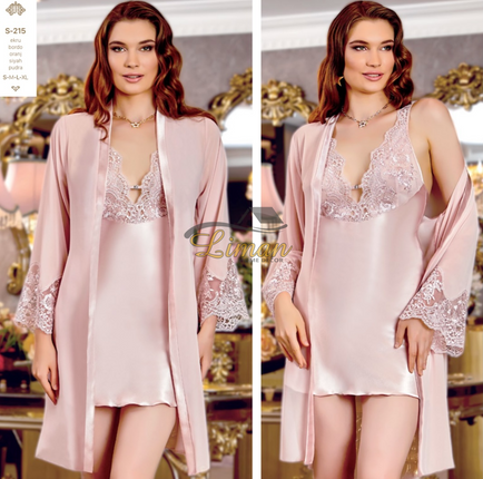 Liman Home Decor - Liman Online Jeremi Satijn Lingerieset 6 Delig Roze