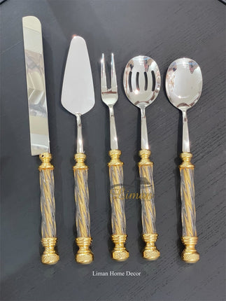 Liman Home Decor - Liman Online KEUKENGEREISET GLAS GOUD 5 DELIG