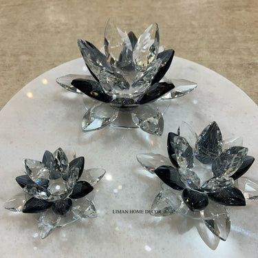 Liman Home Decor - Liman Online KRISTAL NILUFER DECORATIE ZWART 3 DELIG