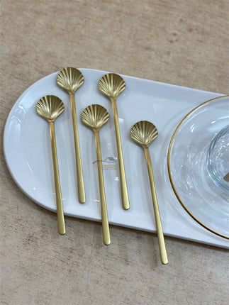 Liman Home Decor - Liman Online LUXE SCHELP THEELEPEL 6-DELIG MAT GOUD