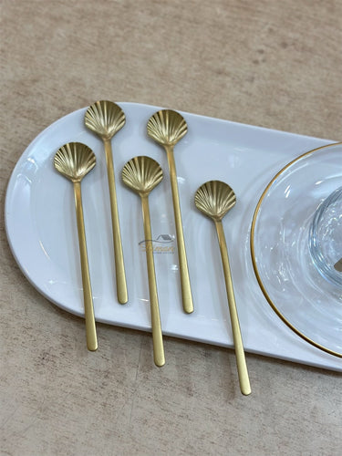 Liman Home Decor - Liman Online LUXE SCHELP THEELEPEL 6-DELIG MAT GOUD