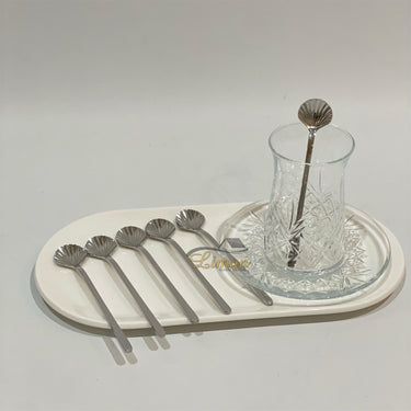 Liman Home Decor - Liman Online LUXE SCHELP THEELEPEL 6-DELIG ZILVER
