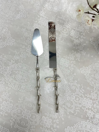 Liman Home Decor - Liman Online LUXE TAARTSERVEERSET BAMBOE 2 DELIG ZILVER