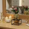 Liman Home Decor - Liman Online Metalen Decoratie / Vaas Met Stand Goud-Zwart 14x14x20cm