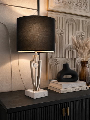 Liman Home Decor - Liman Online Milano Tafellamp Metaal Zilver Marmer Voet