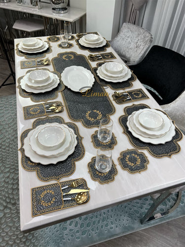Liman Home Decor - Liman Online Placematset 19 Delig | 6 Persoons Damask