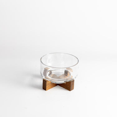 Liman Home Decor - Liman Online Rustic wood glazen schaal met standaard 15cm