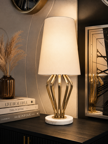 Liman Home Decor - Liman Online Tafellamp Metaal Zilver Marmer Voet