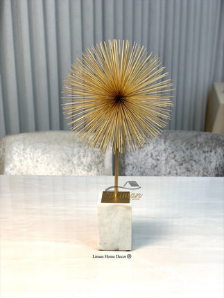 Liman Home Decor - Liman Online Telli Decoratie Bol Met Marmer Stand 62cm Gold