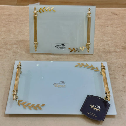 Liman Home Decor - Liman Online TIARA VERLOVINGSDIENBLAD GLAS WIT | GOUD