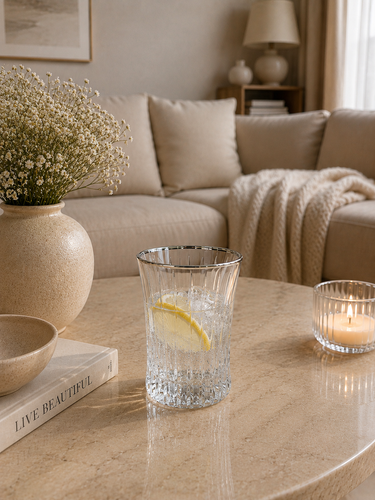 LimanOnline.com - Liman Home Decor Exclusief Isik Zilver Drinkglas | 6 Delig