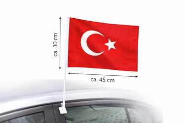 LimanOnline.com - Liman Home Decor WK 2026 Turkije autovlag 30 × 45 cm – Decoratieve Turkse vlag voor auto, met kunststof vlaggenmast voor bevestiging aan de auto
