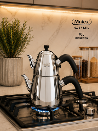 MLX MLX Theepotset 4-dlg - Turkse authentieke theepot RVS ( 0,75 / 1,5 Liter )