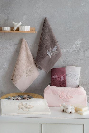 NURPAK Nurpak Pırıltı Yaprak Handdoek 30 x 50 Cm | Antraciet